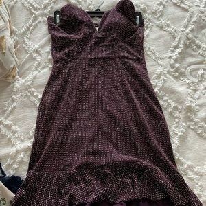 strapless purple sparkly dress